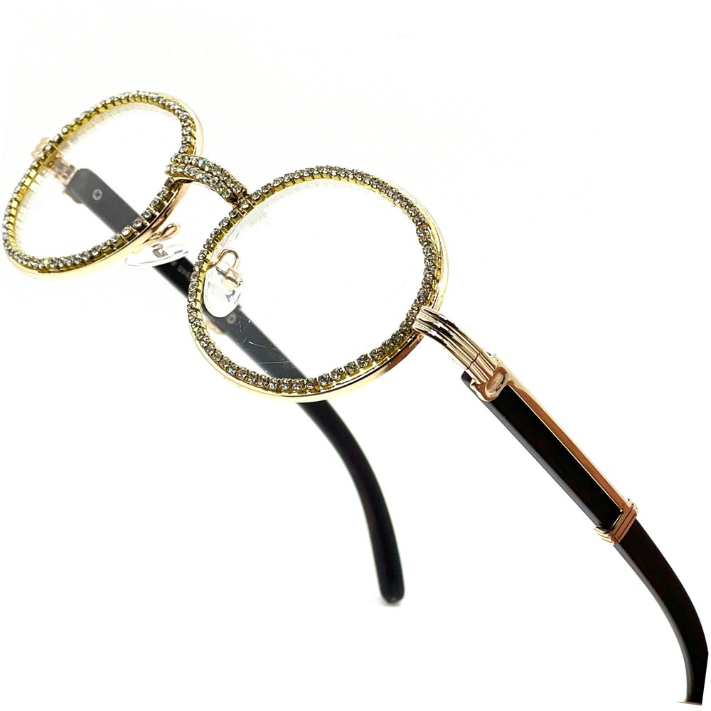 Rhinestone Glasses Oval Frame Hip Hop Fashion Eyewear Men Shades Street Wear New